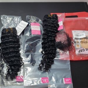 16 18 20 Inch 3 Bundles Real Human Hair Sew In Weft Extensions 16A Curly Black